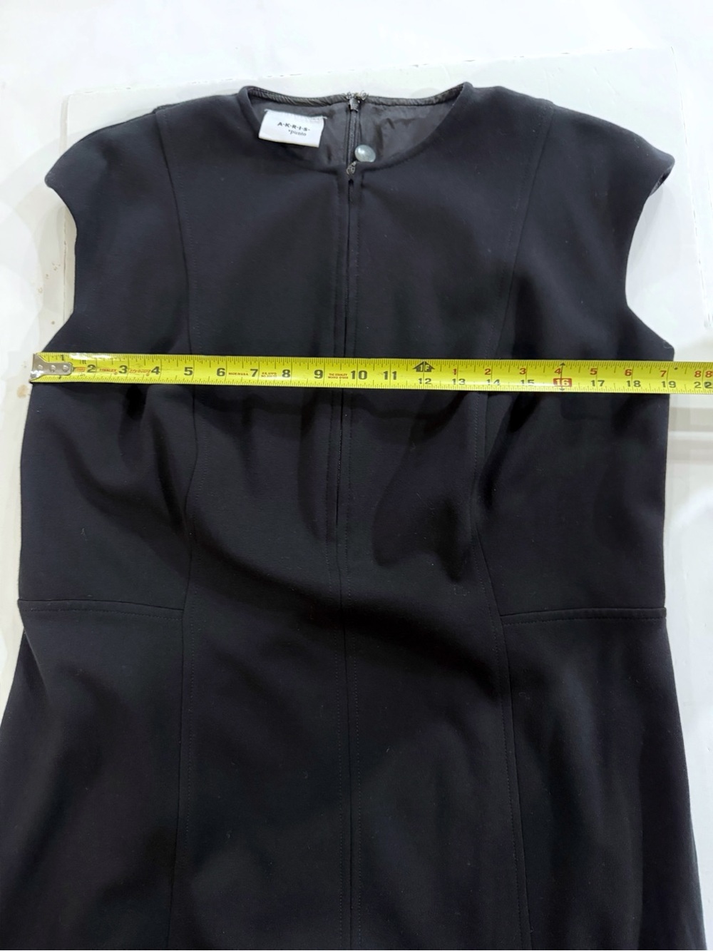 Akris Punto Women's 16 Black Cap Sleeve Zip Sheath Dress Quiet Luxury Office - Picture 9 of 10